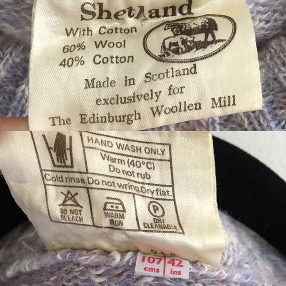 Shetland Vintage Fair Isle Wool Crew Neck Long Sleeve Knot Sweater Scotland M - Picture 6 of 6